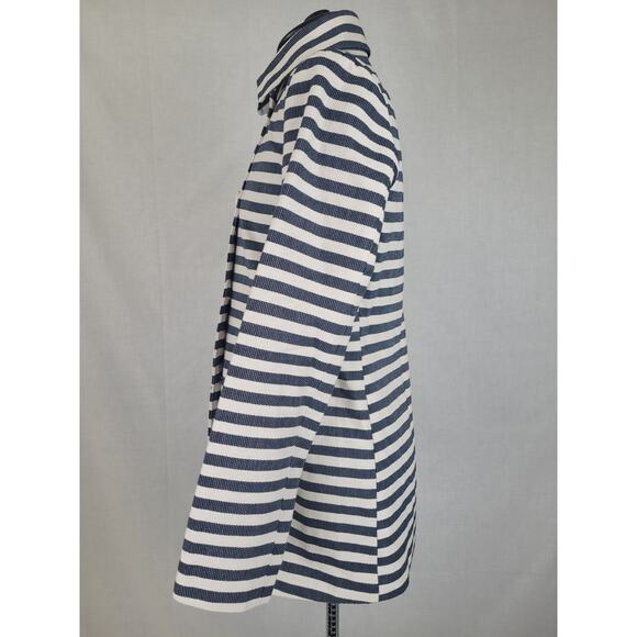 Desigual Mencia Blue & White Striped Double Breasted Blazer Floral Print Sz 38 - Picture 9 of 12